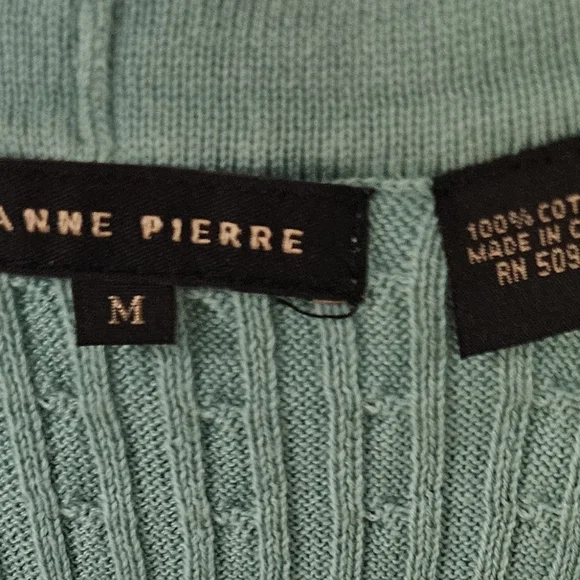 JEANNE PIERRE Teal Ribbed Tank And Cardigan Set - Picture 2 of 2